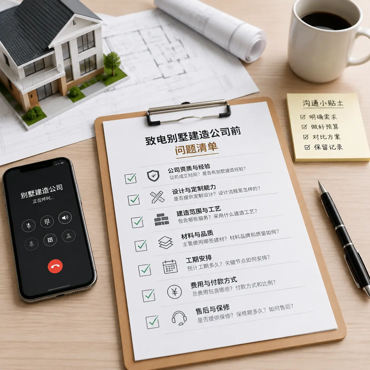 在都匀拨打别墅建造公司电话前的准备工作
